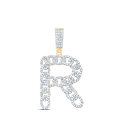 1CTW-DIA NK CUBAN INITIAL "R" MENS PENDANT