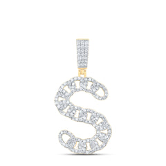 1CTW-DIA NK CUBAN INITIAL "S" MENS PENDANT