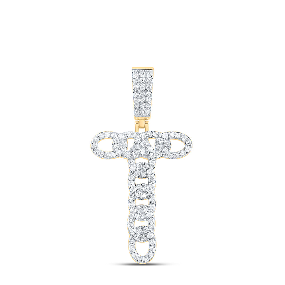 3/4CTW-DIA NK CUBAN INITIAL "T" MENS PENDANT