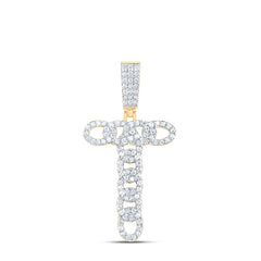 3/4CTW-DIA NK CUBAN INITIAL "T" MENS PENDANT
