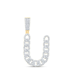 1CTW-DIA NK CUBAN INITIAL "U" MENS PENDANT