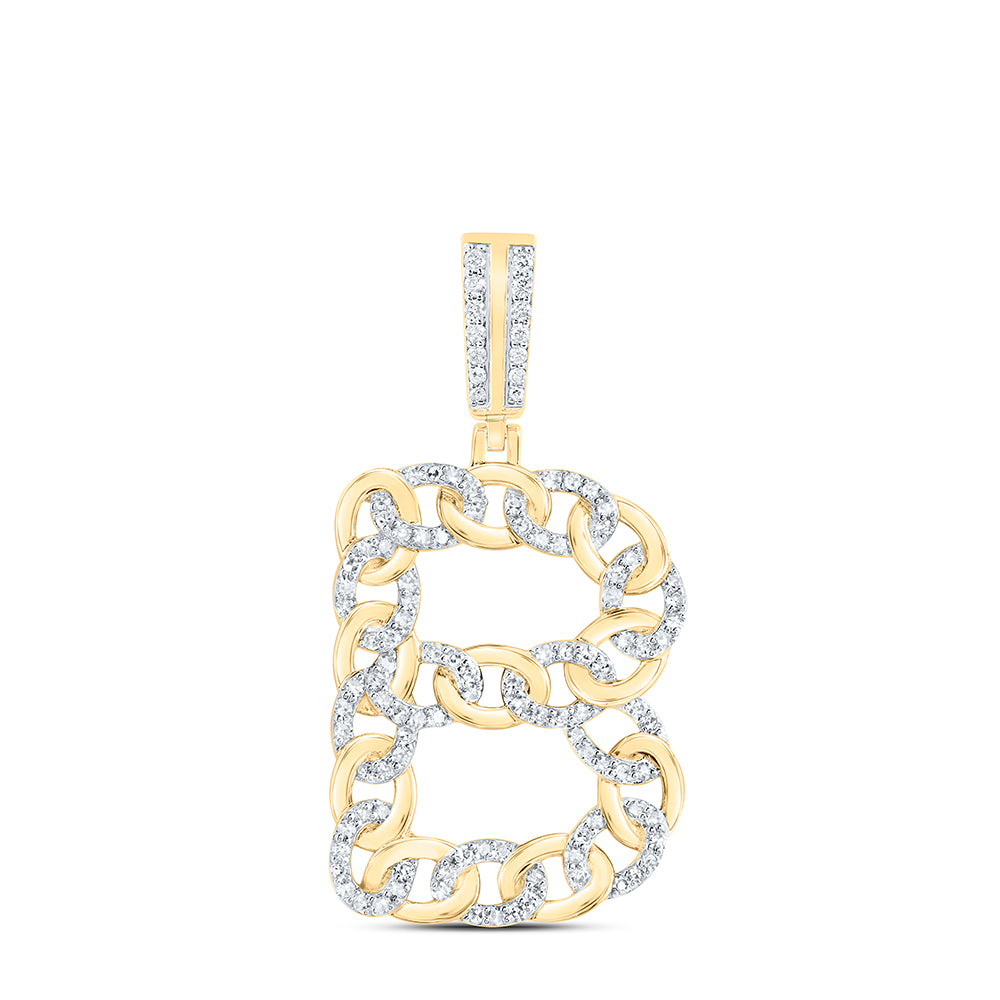 5/8CTW-DIA NK CUBAN INITIAL "B" MENS PENDANT