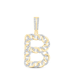 5/8CTW-DIA NK CUBAN INITIAL "B" MENS PENDANT