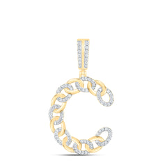 5/8CTW-DIA NK CUBAN INITIAL "C" MENS PENDANT