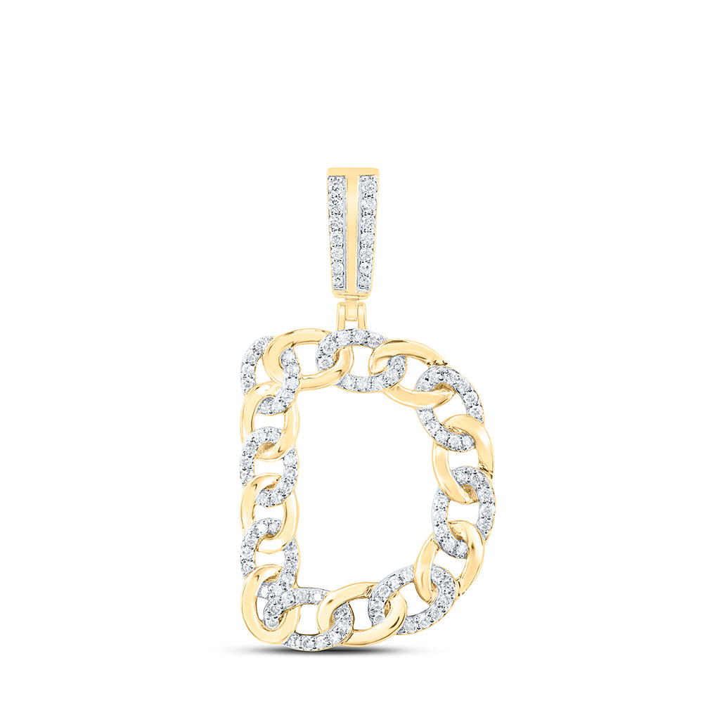 5/8CTW-DIA NK CUBAN INITIAL "D" MENS PENDANT