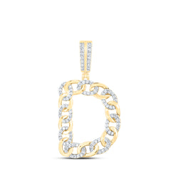 5/8CTW-DIA NK CUBAN INITIAL "D" MENS PENDANT