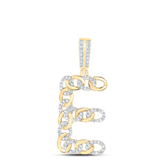 1/2CTW-DIA NK CUBAN INITIAL "E" MENS PENDANT