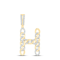 1/2CTW-DIA NK CUBAN INITIAL "H" MENS PENDANT