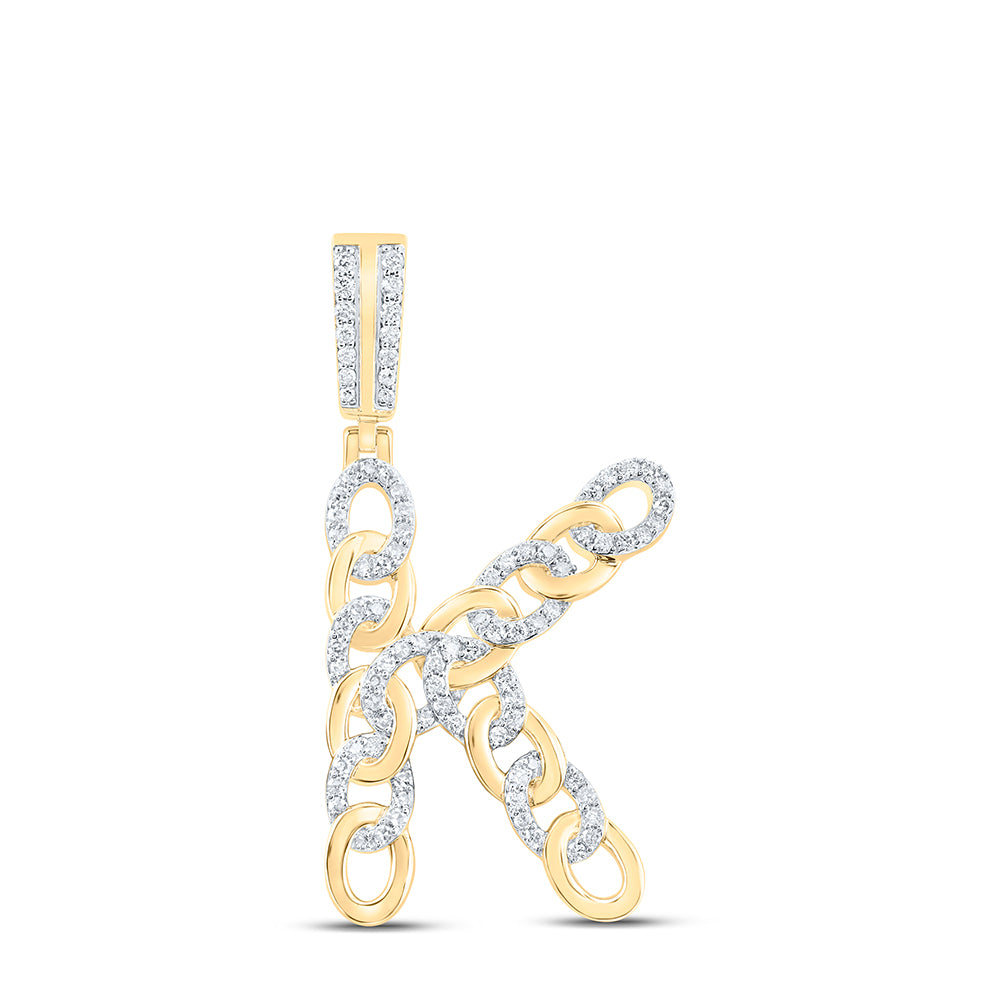 1/2CTW-DIA NK CUBAN INITIAL "K" MENS PENDANT