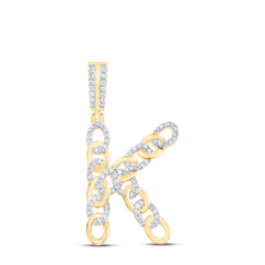 1/2CTW-DIA NK CUBAN INITIAL "K" MENS PENDANT