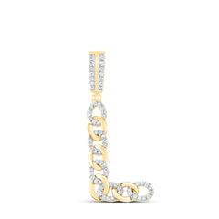 3/8CTW-DIA NK CUBAN INITIAL "L" MENS PENDANT