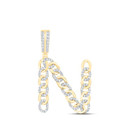 5/8CTW-DIA NK CUBAN INITIAL "N" MENS PENDANT