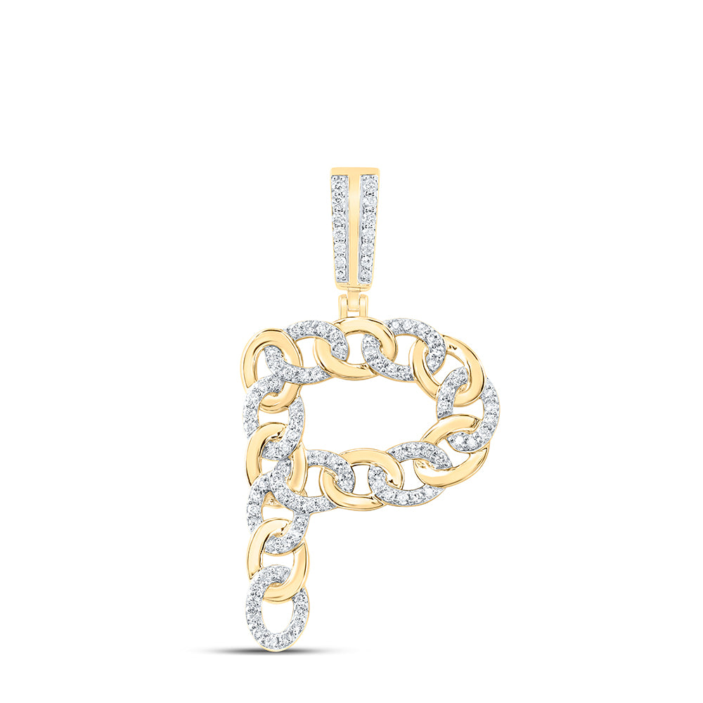 1/2CTW-DIA NK CUBAN INITIAL "P" MENS PENDANT