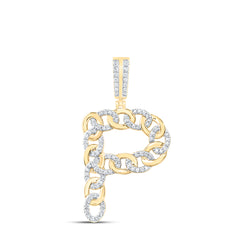 1/2CTW-DIA NK CUBAN INITIAL "P" MENS PENDANT