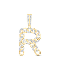 1/2CTW-DIA NK CUBAN INITIAL "R" MENS PENDANT
