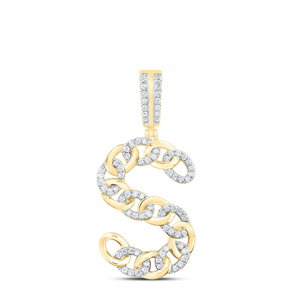 1/2CTW-DIA NK CUBAN INITIAL "S" MENS PENDANT