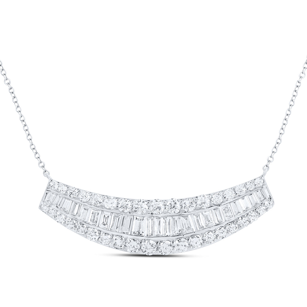 14K White Gold 1 CTW-Natural Diamond Fashion Necklace -18 Inch 2.65 Gram