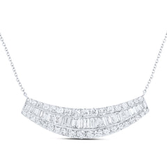 14K White Gold 1 CTW-Natural Diamond Fashion Necklace -18 Inch 2.65 Gram