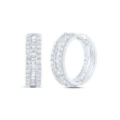 14K White Gold 1 3/8 CTW-Natural Diamond Hoop Earring 4.38 Gram