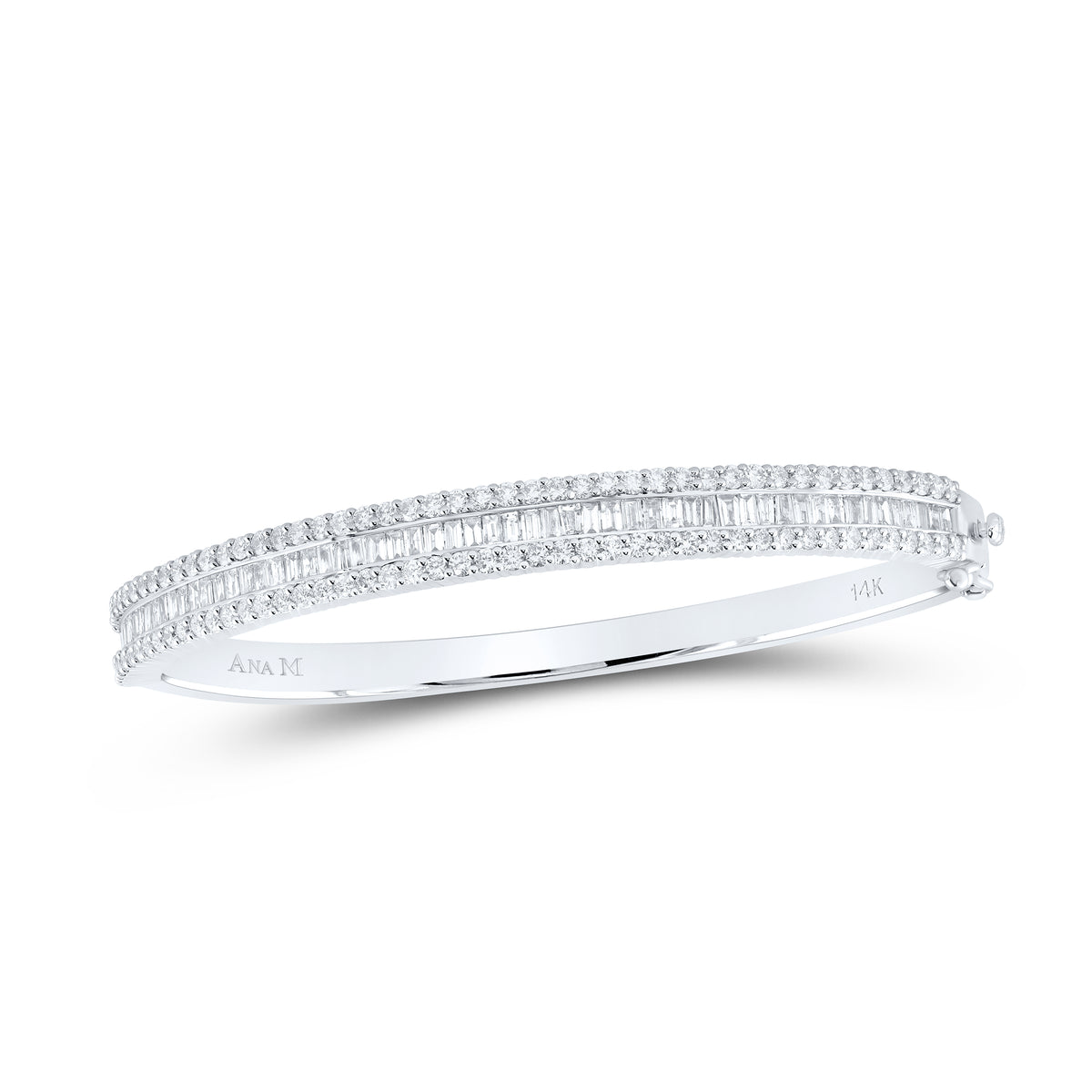14K White Gold 3 1/2 CTW-Natural Diamond Fashion Bangle (60X48MM) 20.33 Gram