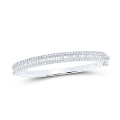 14K White Gold 3 1/2 CTW-Natural Diamond Fashion Bangle (60X48MM) 20.33 Gram