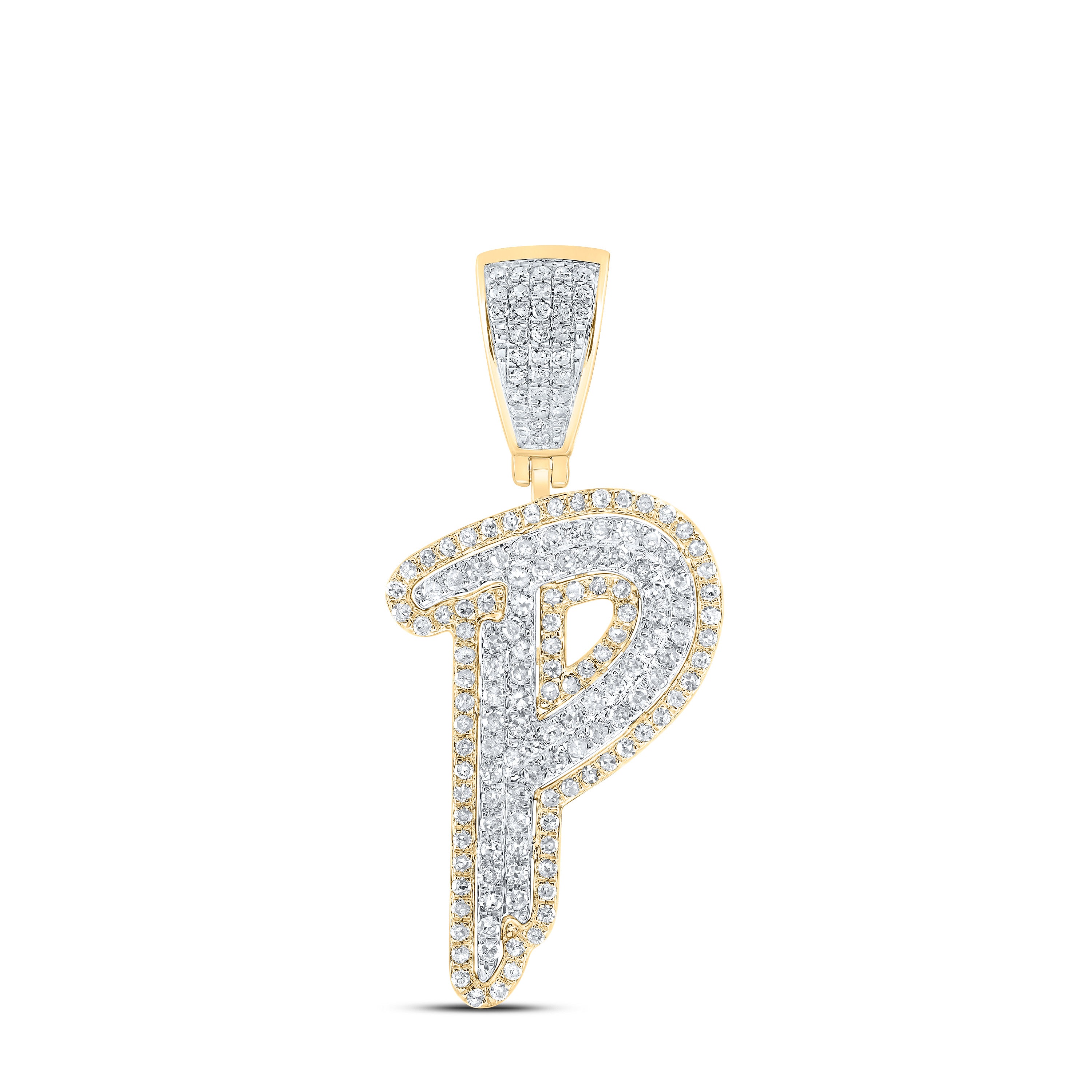 7/8CTW-DIA P1 INITIAL "P" MENS PENDANT