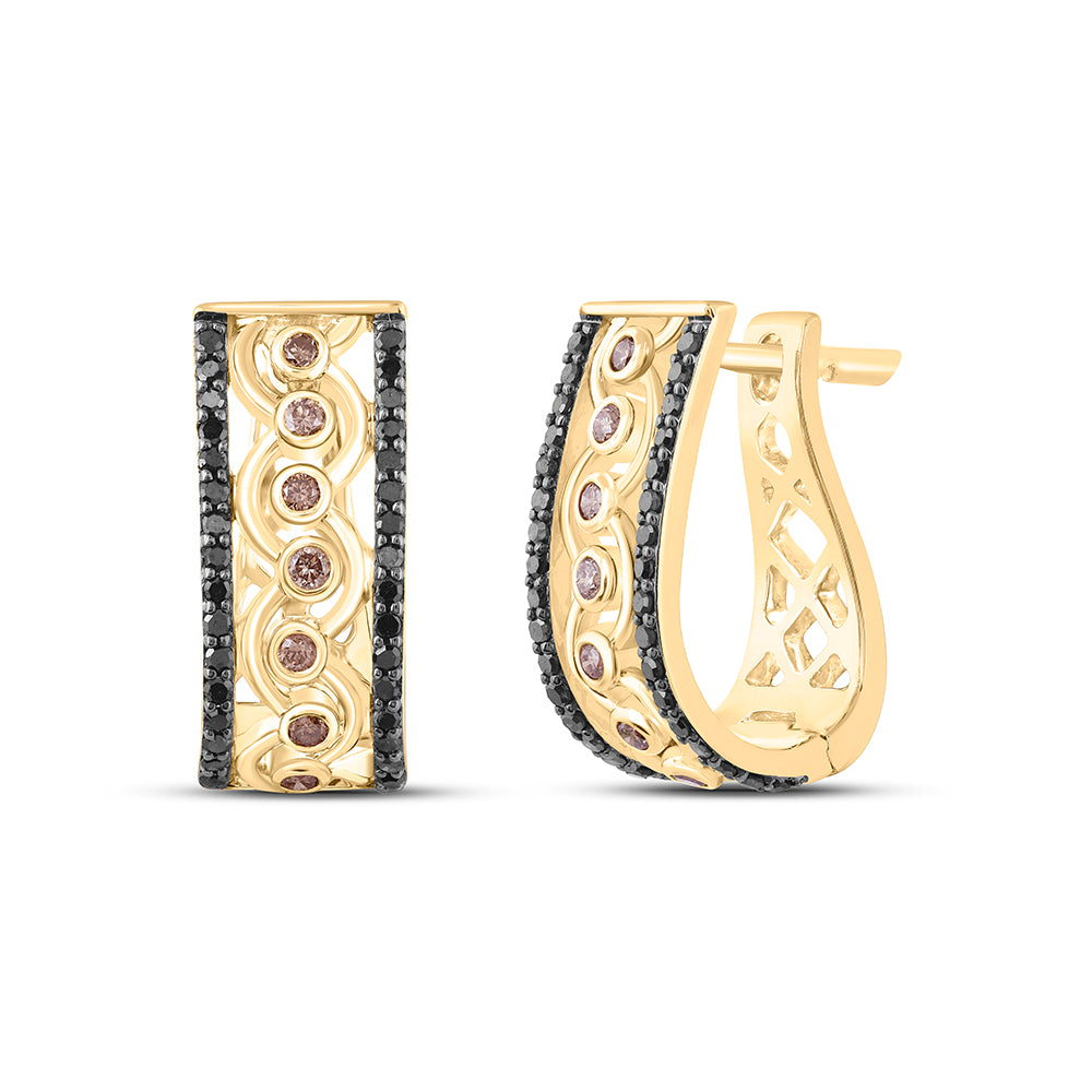 1/2CTW-DIA  COLOR DIAMOND HOOPS EARRING