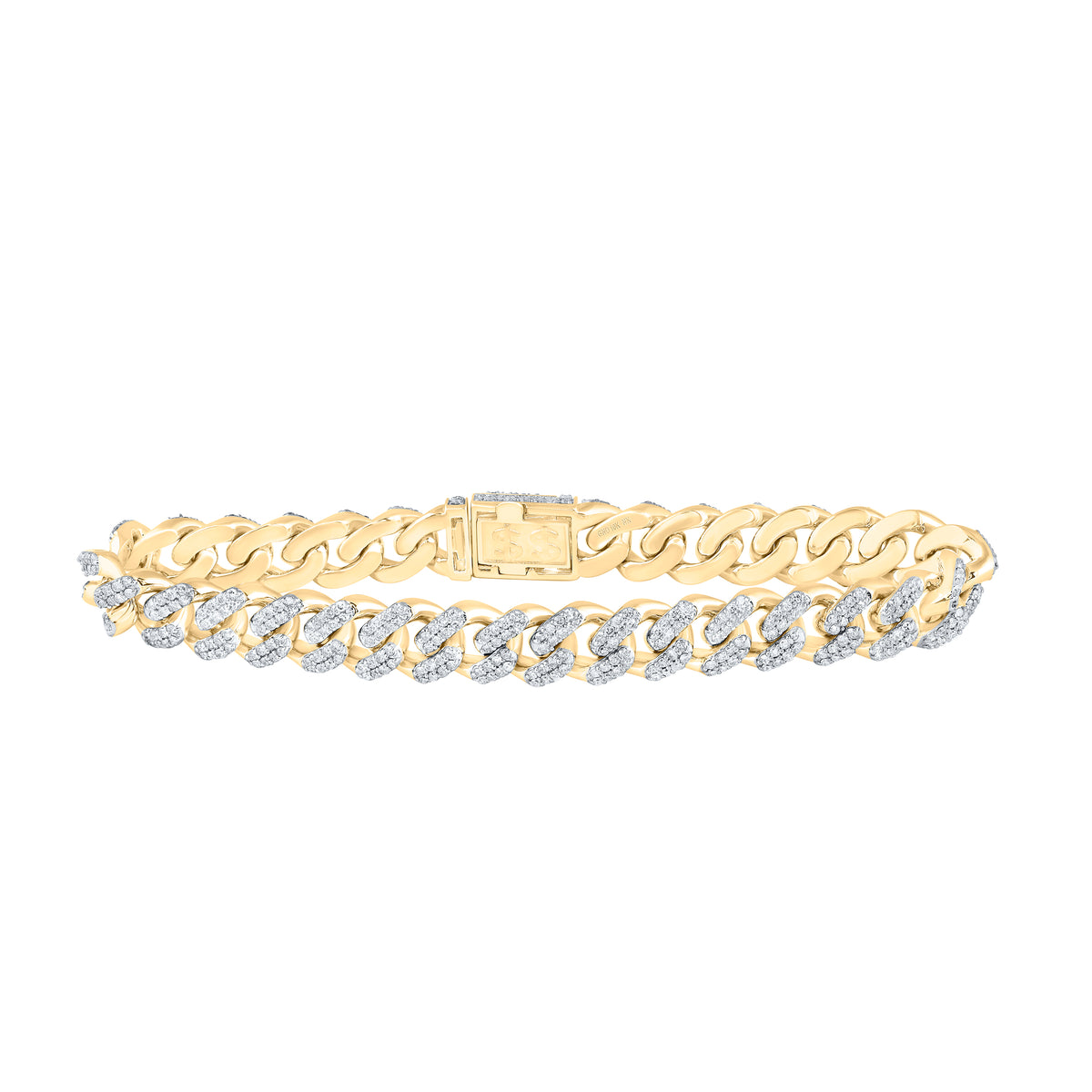 10K Yellow Gold 4 7/8 CTW-Natural Diamond Mens 10 MM Cuban Bracelet (8.50 Inch ) 36.673 Gram