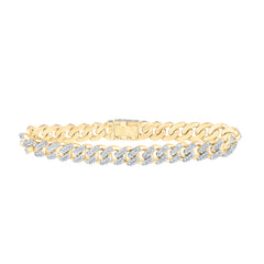 10K Yellow Gold 4 7/8 CTW-Natural Diamond Mens 10 MM Cuban Bracelet (8.50 Inch ) 36.673 Gram