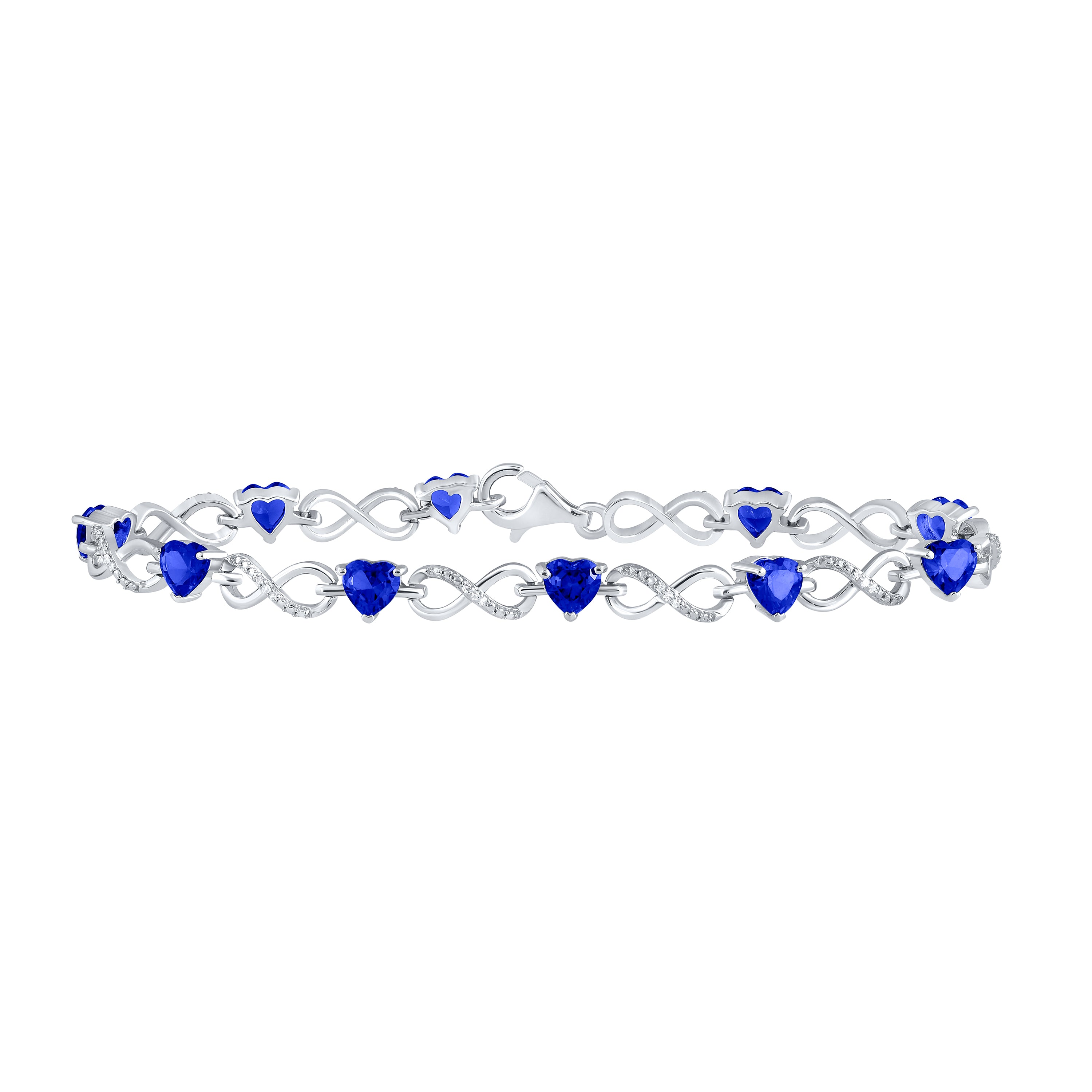 1/10CTW-DIA 7CT-SAPP SYNTHETIC GEMSTONE BRACELET