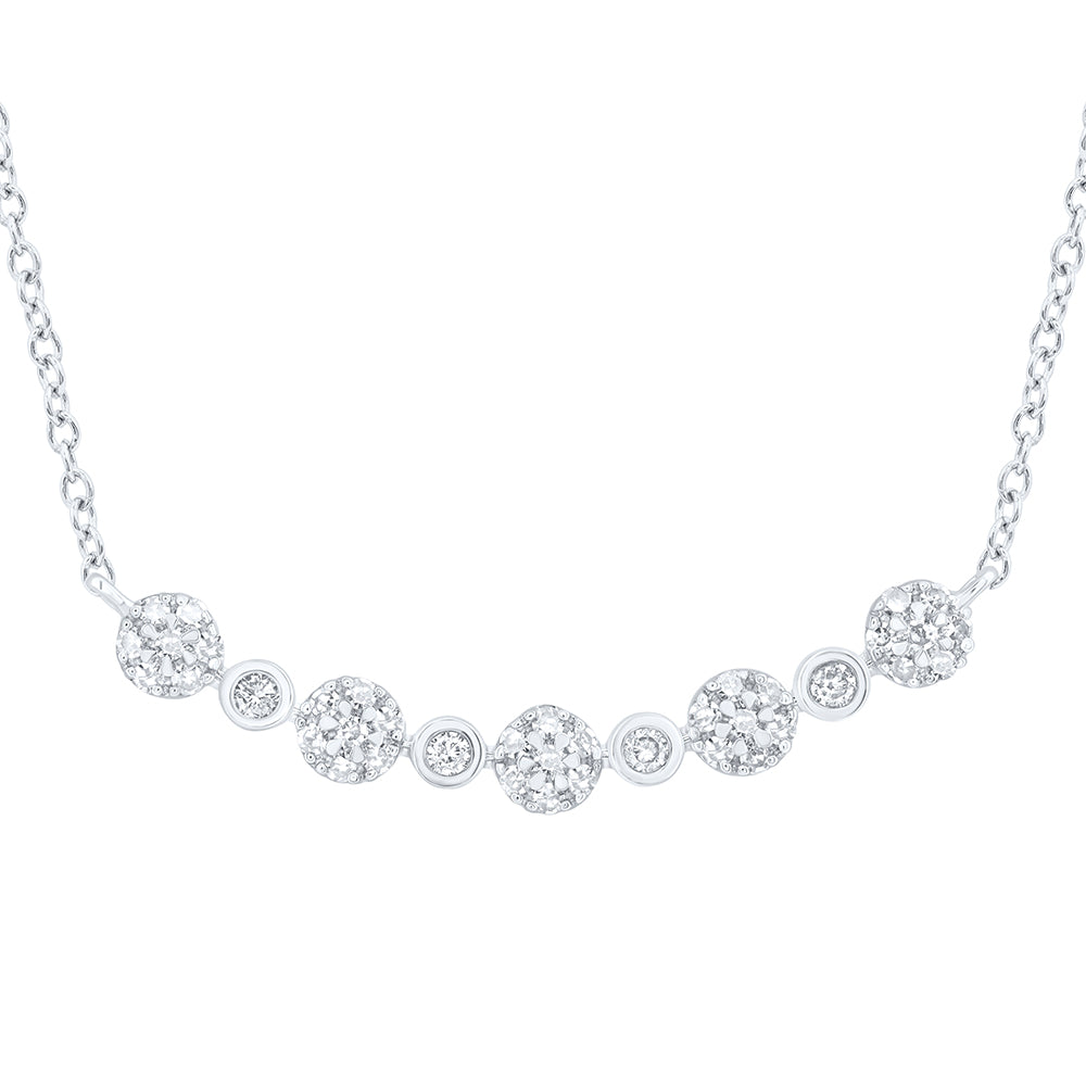 10K White Gold 1/4 CTW-Natural Diamond Fashion Necklace (18-Inch ) 0.80 Gram