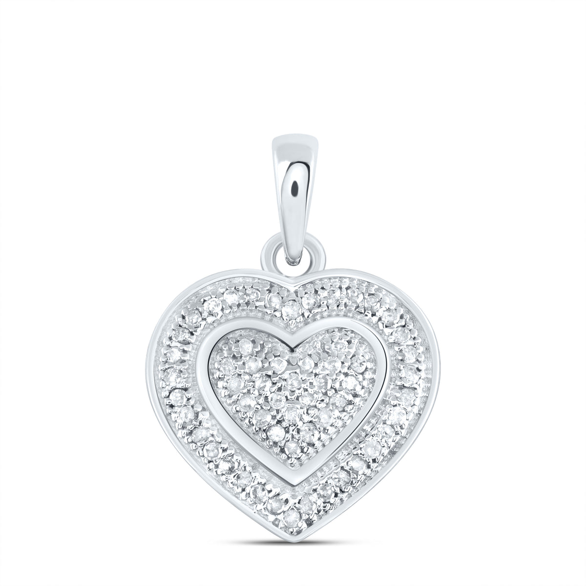 Sterling Silver 1/8 CTW-Natural Diamond P4 Gift Heart Pendant 1.11 Gram