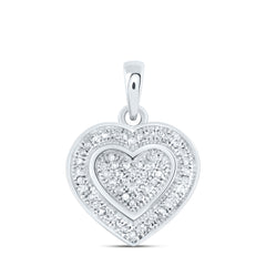Sterling Silver 1/8 CTW-Natural Diamond P4 Gift Heart Pendant 1.11 Gram