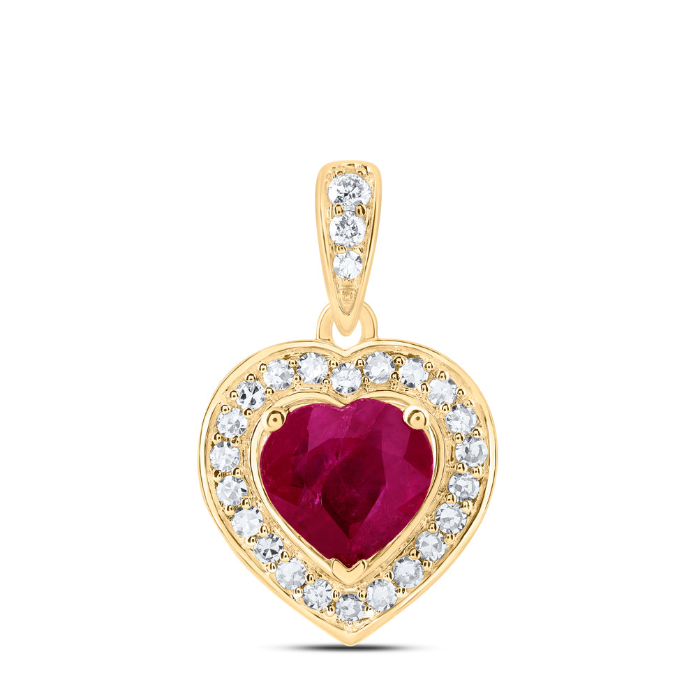 1/8CTW-DIA NK 5.5X5.5 MM RUBY HEART NAT GEM HEART PENDANT