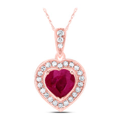 1/8CTW-DIA NK 5.5X5.5 MM RUBY HEART NAT GEM HEART PENDANT