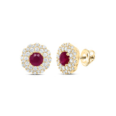 1/2CTW-DIA ANA M 4.00 MM RD-RUBY NAT GEM ROUND EARRING