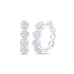 10K White Gold 1 CTW-Natural Diamond Fashion Hoops Earring 4.13 Gram