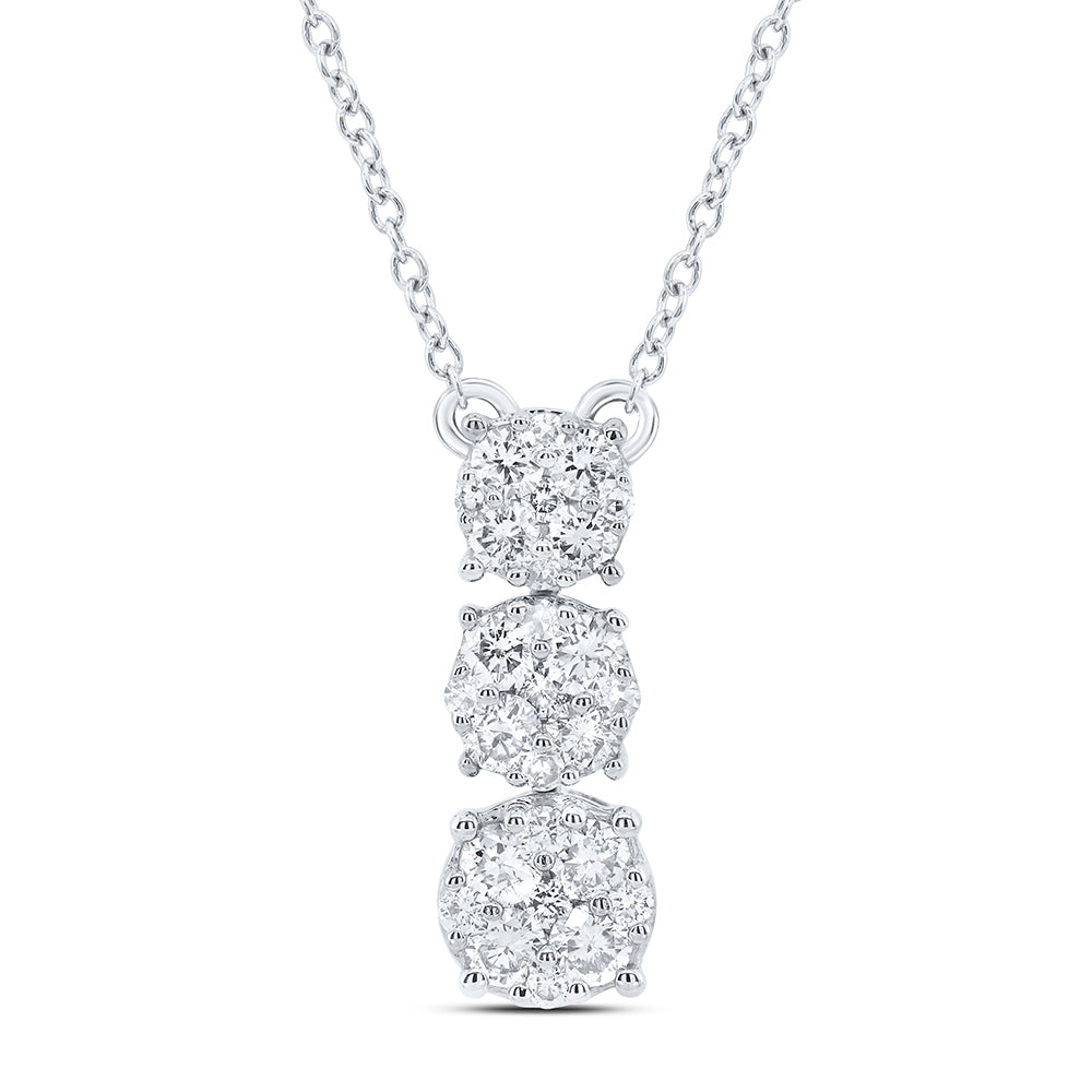 10K White Gold 1/2 CTW-Natural Diamond Fashion Necklace(18 Inch ) 1.06 Gram