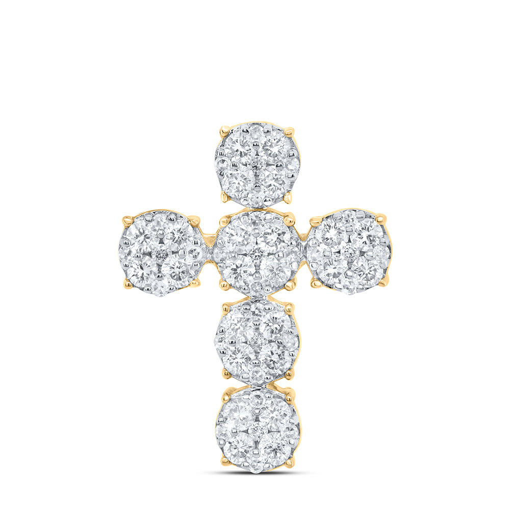 10K Yellow Gold 3/4 CTW-Natural Diamond Fashion Cross Pendant 1.51 Gram