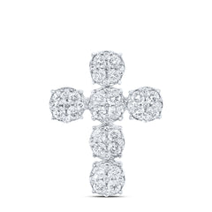 10K White Gold 3/4 CTW-Natural Diamond Fashion Cross Pendant 1.56 Gram