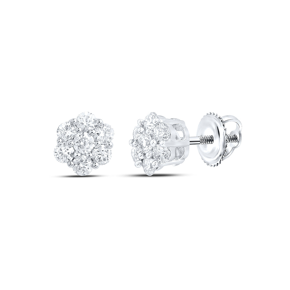 1/3CTW-DIA NK 7 STONE FLOWER EARRING