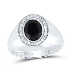 1/6CTW-DIA P1-9X7 MM- OVAL ONYX BLACK MENS RING
