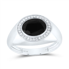 1/6CTW-DIA P1-10X8 MM-OVAL ONYX BLACK MENS RING