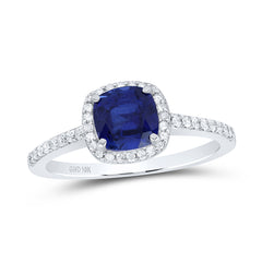 10K White Gold 1/5 CTW-Natural Diamond 6.10 MM-Cu-Bs Synthetic Ring 1.946667 Gram