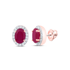 1/4CTW-DIA P1 6.50 X 4.50 MM-OV-RU SYNTHETIC OVAL EARRING