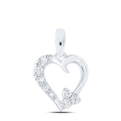 10K White Gold 1/20 CTW-Natural Diamond Gift Heart Pendant 0.38 Gram