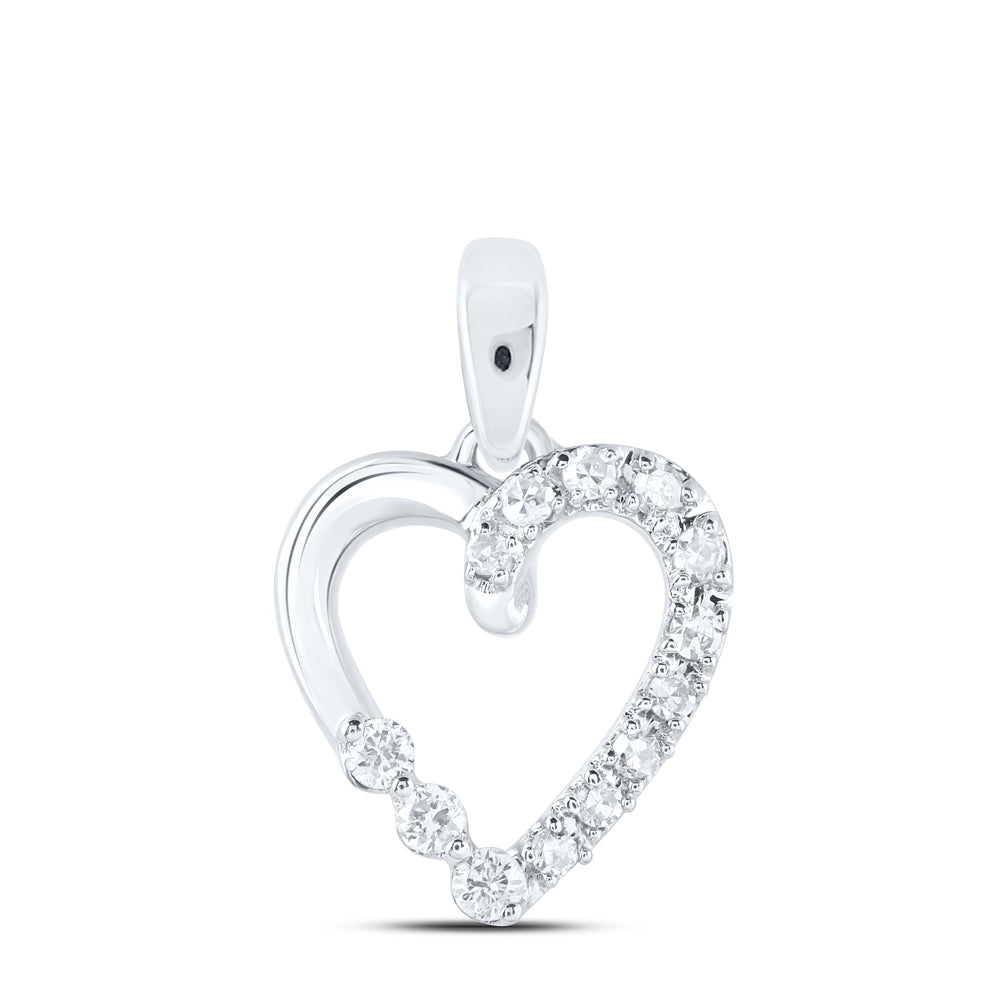 10K White Gold 1/20 CTW-Natural Diamond Gift Heart Pendant 0.41 Gram