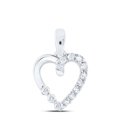 10K White Gold 1/20 CTW-Natural Diamond Gift Heart Pendant 0.41 Gram