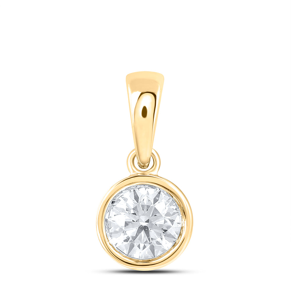 14K Yellow Gold 3/8 CTWnatural Diamondsup Solitaire Pendant 0.79 Gram
