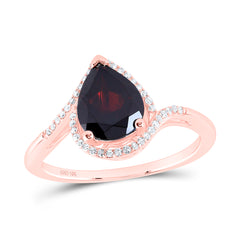1/8CTW-DIA NK 9X7 MM PEAR-GARNET SYNTHETIC RING